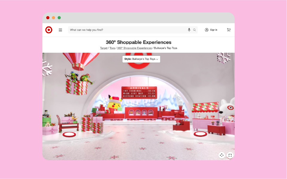 A screenshot of the 360-degree shopping experience on Target.com.