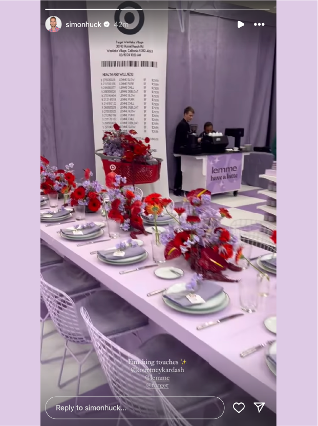 An Instagram story screenshot of a tablescape.