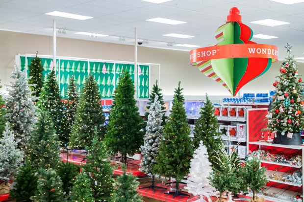 a store with christmas trees