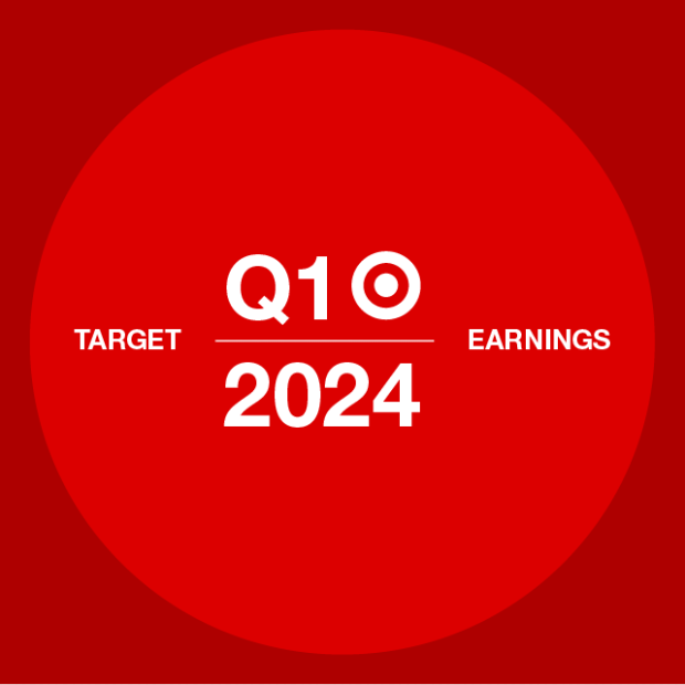 A red graphic that reads "Target Q1 2024 Earnings" in white text.