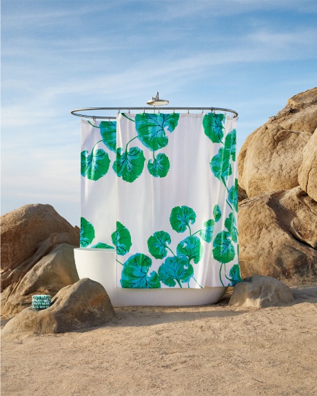 A floral shower curtain from the Diane von Furstenberg for Target collection.