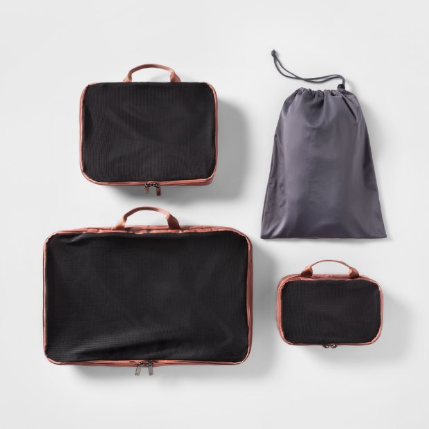 a group of different colored bags