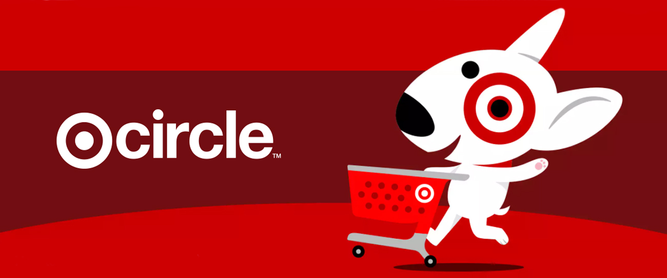 An illustration of Bullseye the dog pushing a shopping cart alongside