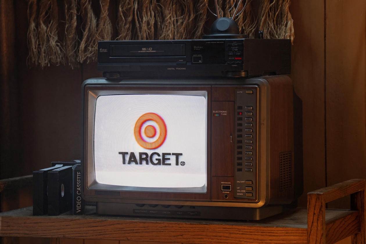 Target Logo displayed on vintage television.