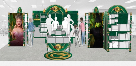 A rendering of the Wicked at Target shop-in-shops.