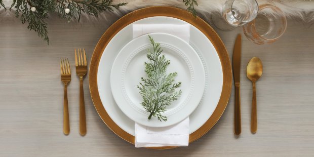 a plate with a plant on it