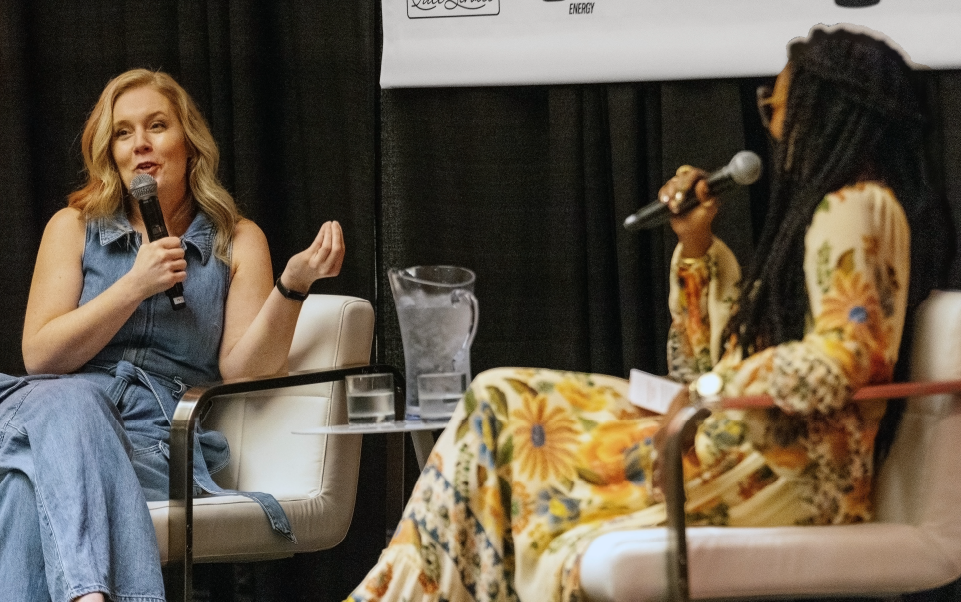 Chief Guest Experience Officer Cara Sylvester sits with actress, entrepreneur and Target partner Tabitha Brown on the SXSW stage.