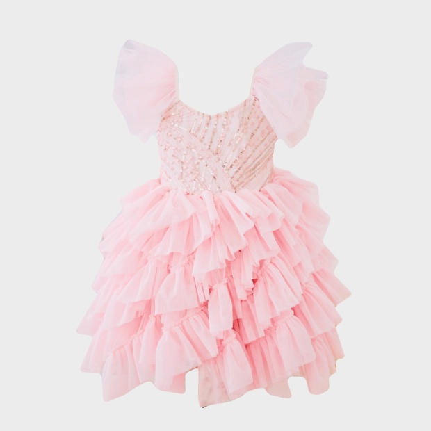 A kid’s light pink Glinda cosplay dress, part of the Paul Tazewell for Target collection.