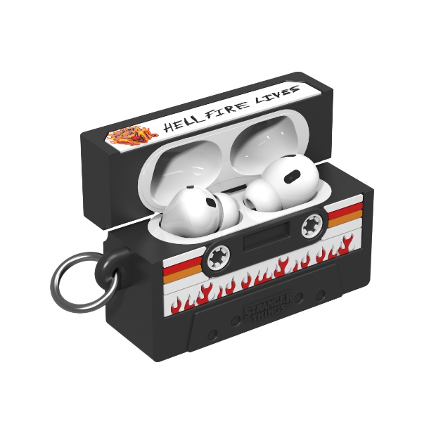 Stranger Things Hell Fire Lives AirPods case with keychain.