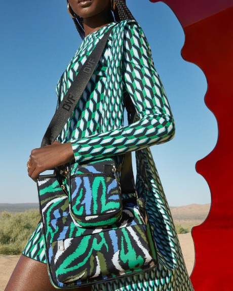 A model poses, wearing apparel and accessories Diane von Furstenberg for Target collection.