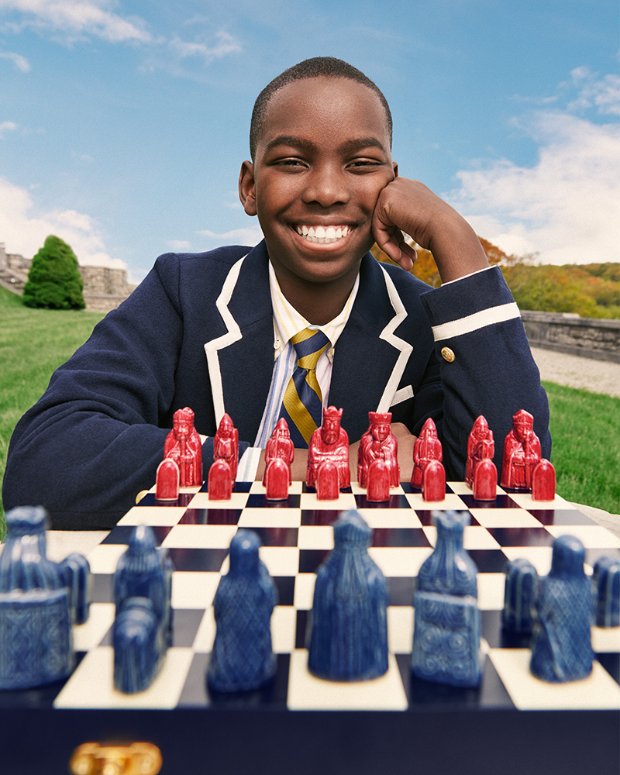 A model poses, wearing Rowing Blazers x Target collection. 