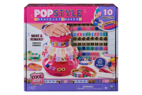 Large bracelet making kit in pink and purple packaging from Pop Style.