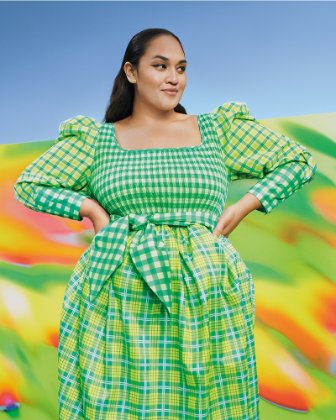 a person wearing a colorful dress