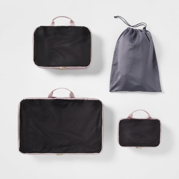 a group of different colored bags