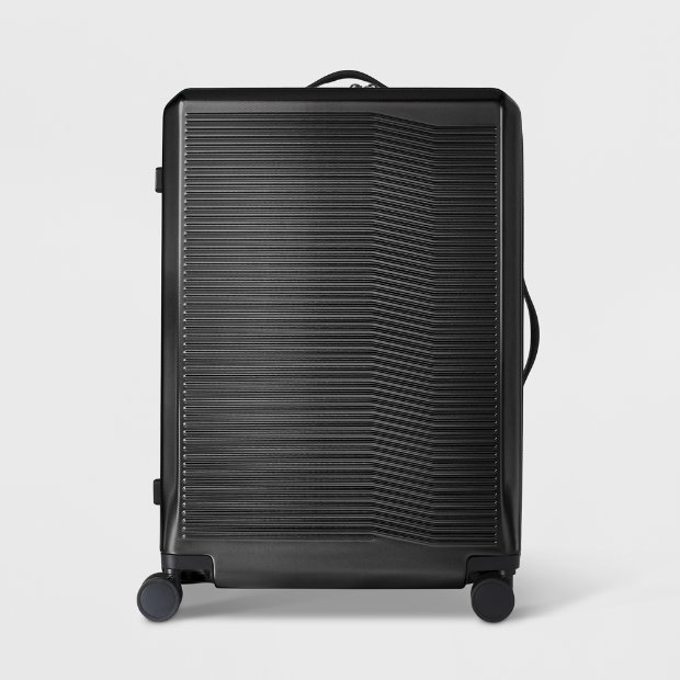a black suitcase with wheels