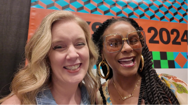Cara Sylvester and Tabitha Brown pose for a selfie-style photo at SXSW.