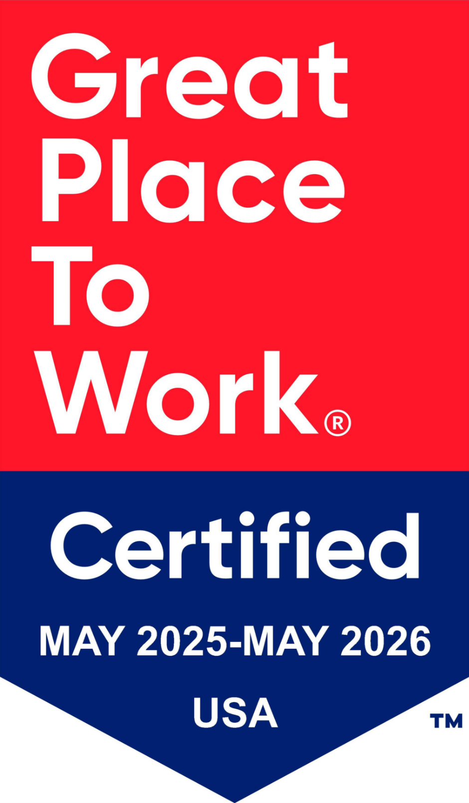 Great Place to Work Certified May 2025 - May 2026 USA logo