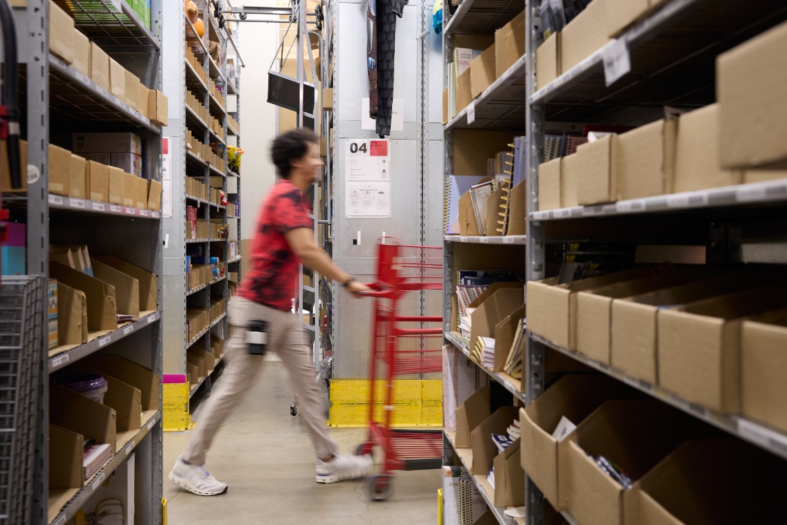 a target employee in a warehouse