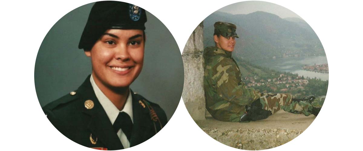 Two photos of Dawn in uniform.