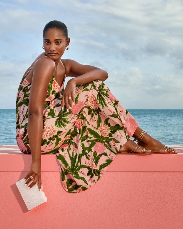 A model poses, wearing Agua Bendita x Target.