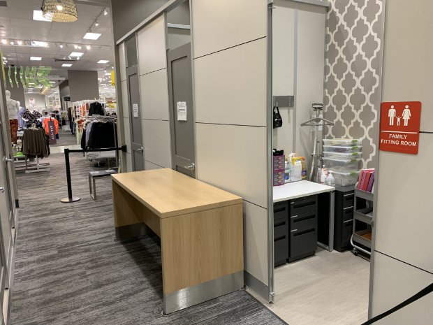 a room with a desk and a table