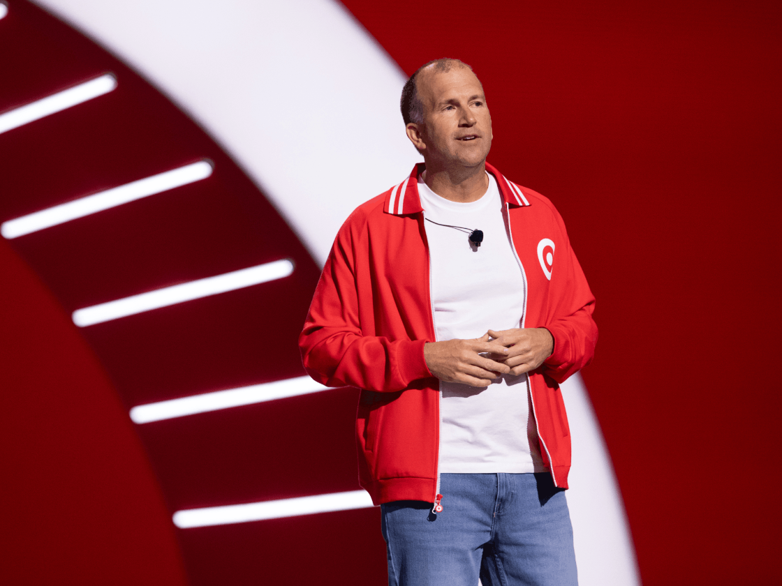 Michael Fiddelke speaks from the stage at Target Center