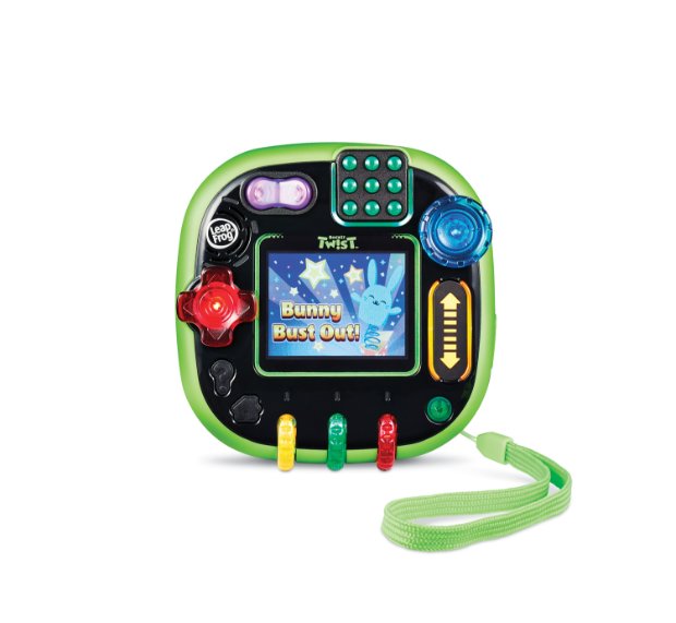 a close-up of a handheld gaming device