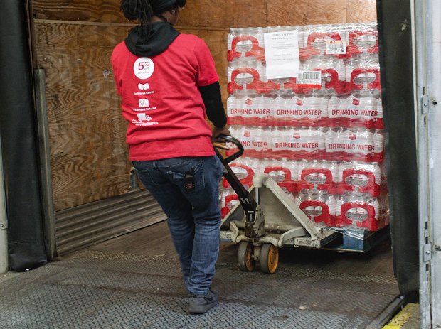 a person pushing a cart