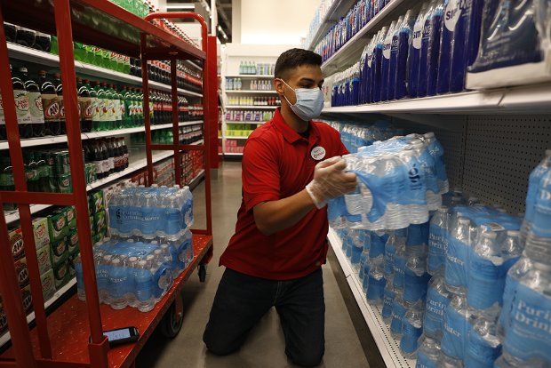 a person wearing a mask in a store