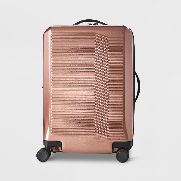 a brown suitcase with wheels