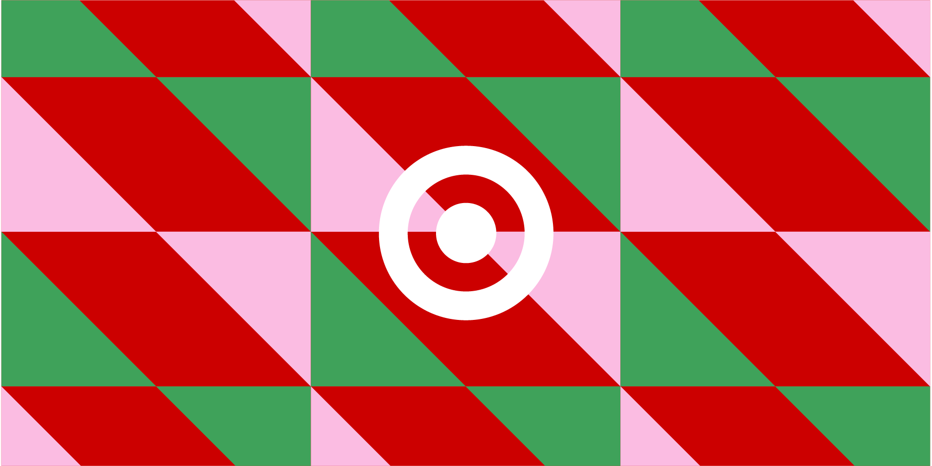 Holiday graphic with green, red and pink diamond shapes, and a white Target logo.
