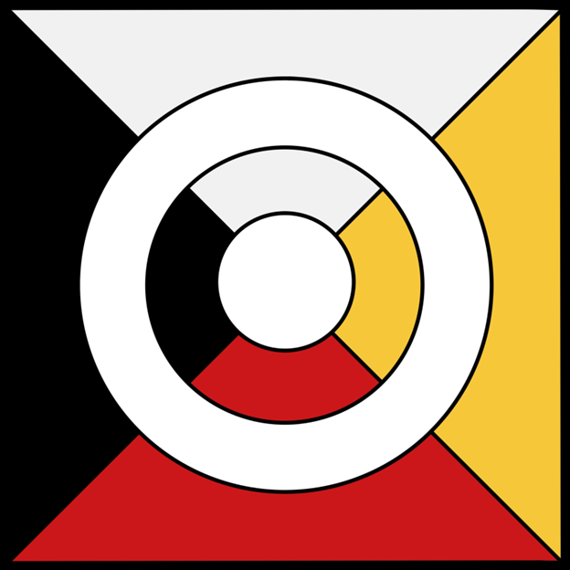 The Target logo surrounded by black, white, yellow and red.