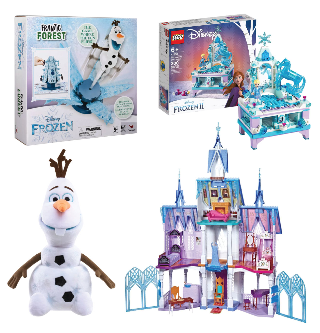 Three Disney Frozen 2 gift sets and an Olaf plush doll