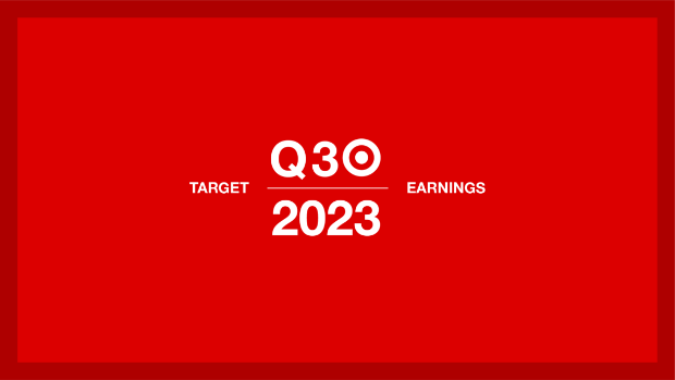 A graphic that reads "Target Q3 2023 earnings."