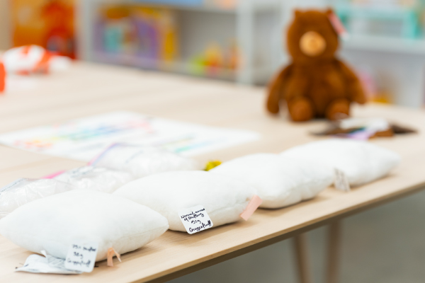 Several types of plush filler on a table