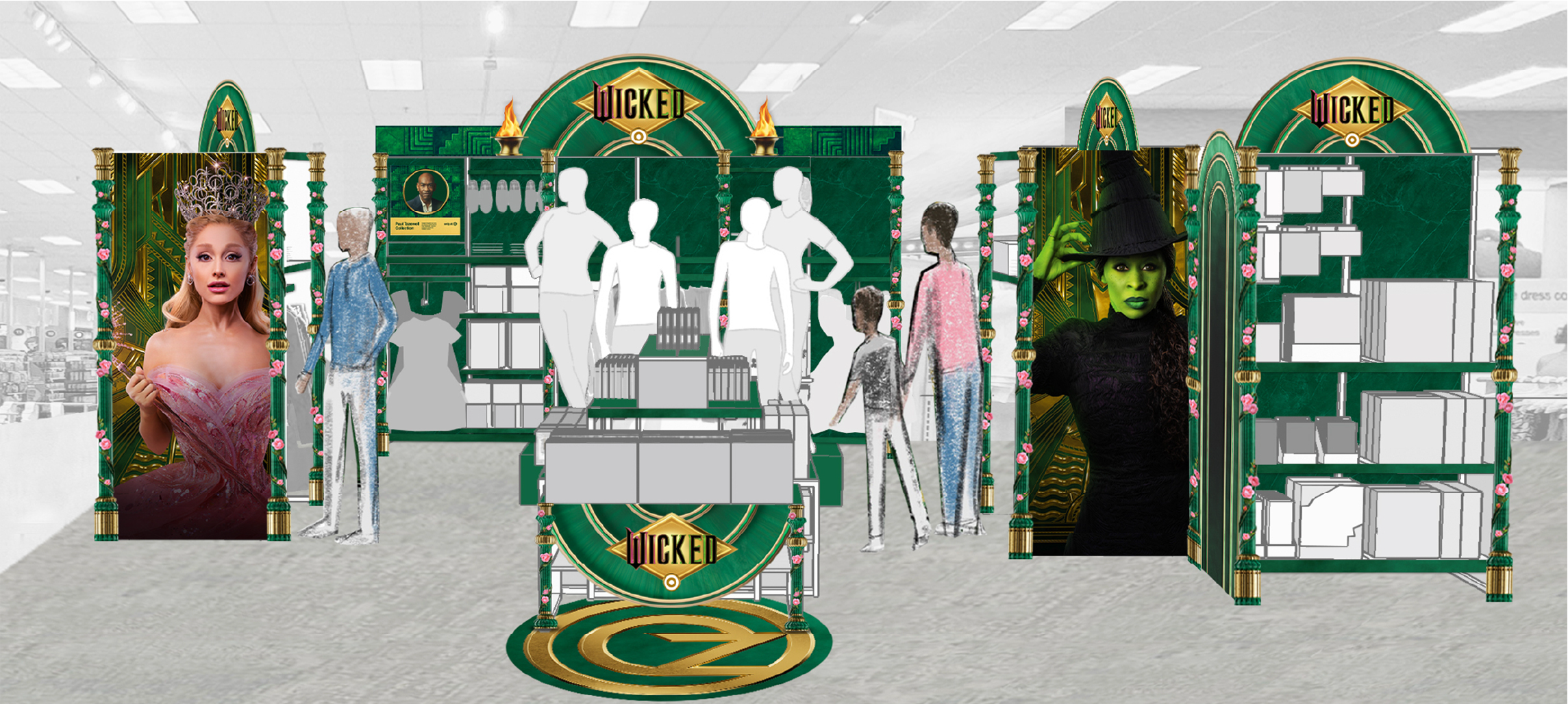 A rendering of the Wicked in store experience at Target.