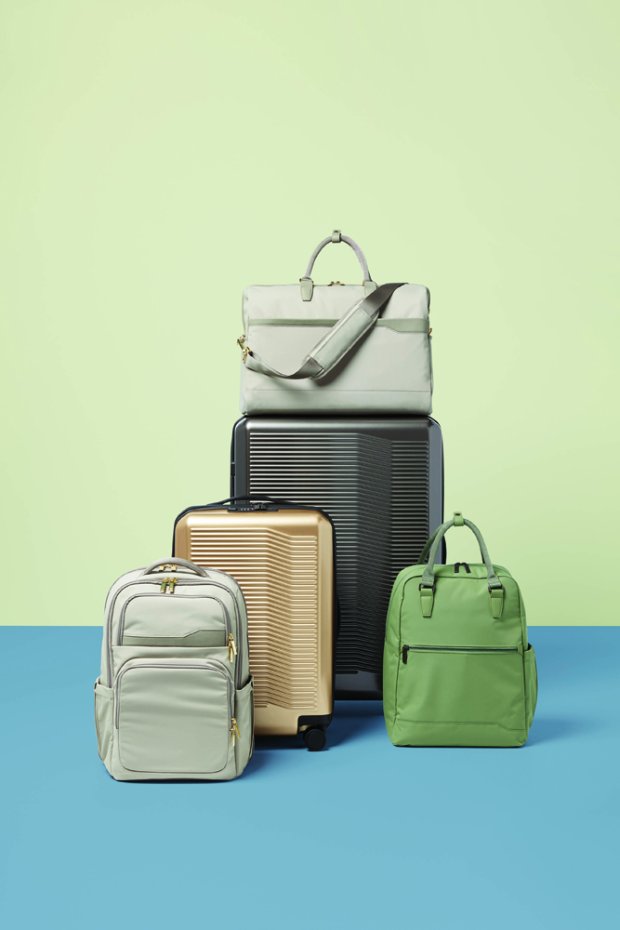 a group of luggage bags