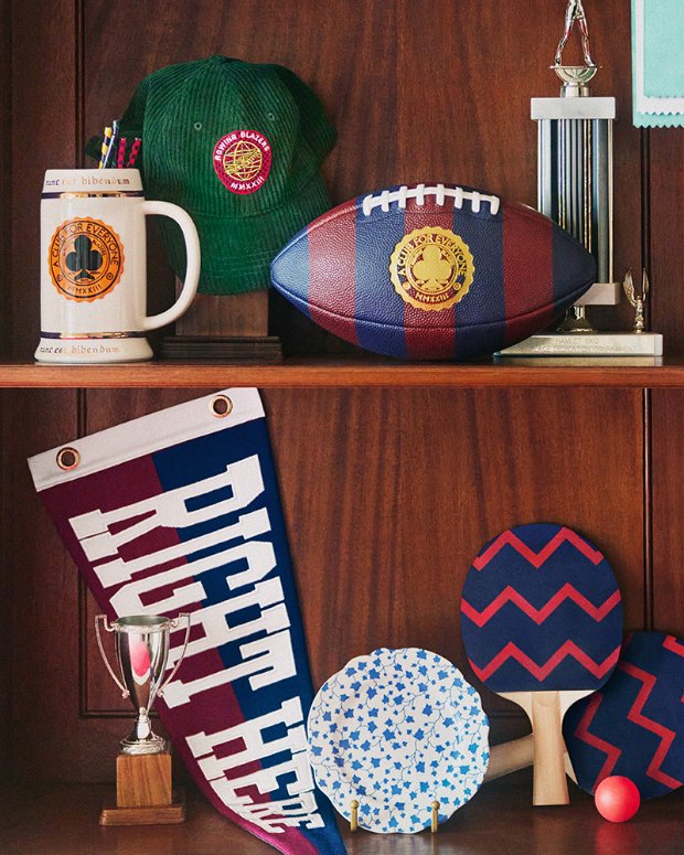 A shelf displays pieces from the Rowing Blazers x Target collection.