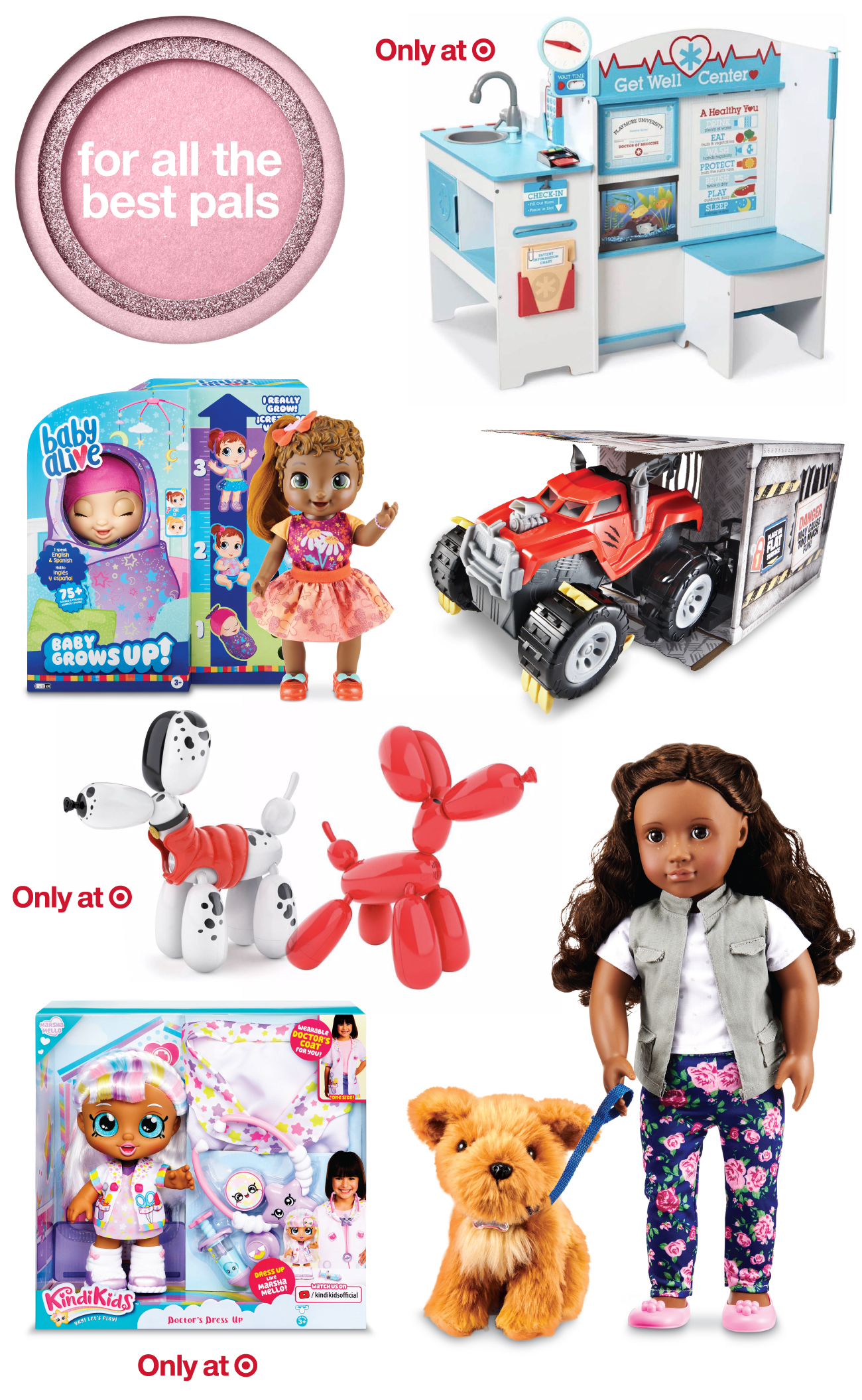 A collage of top toys and games for best pals