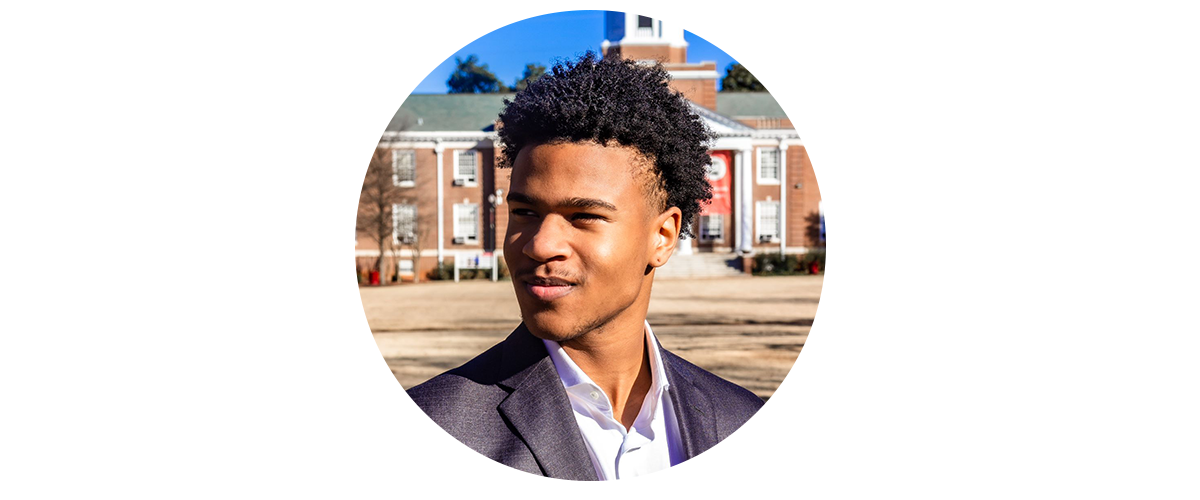 A head-and-shoulders photo of Zion inside a circle.