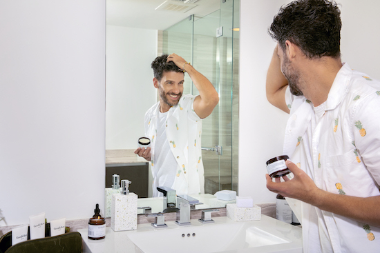 Erick uses Goodfellow polishing cream in his hair