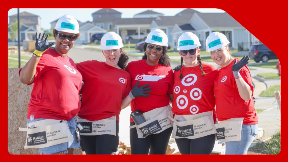 A group of Target volunteers pose for a photo.