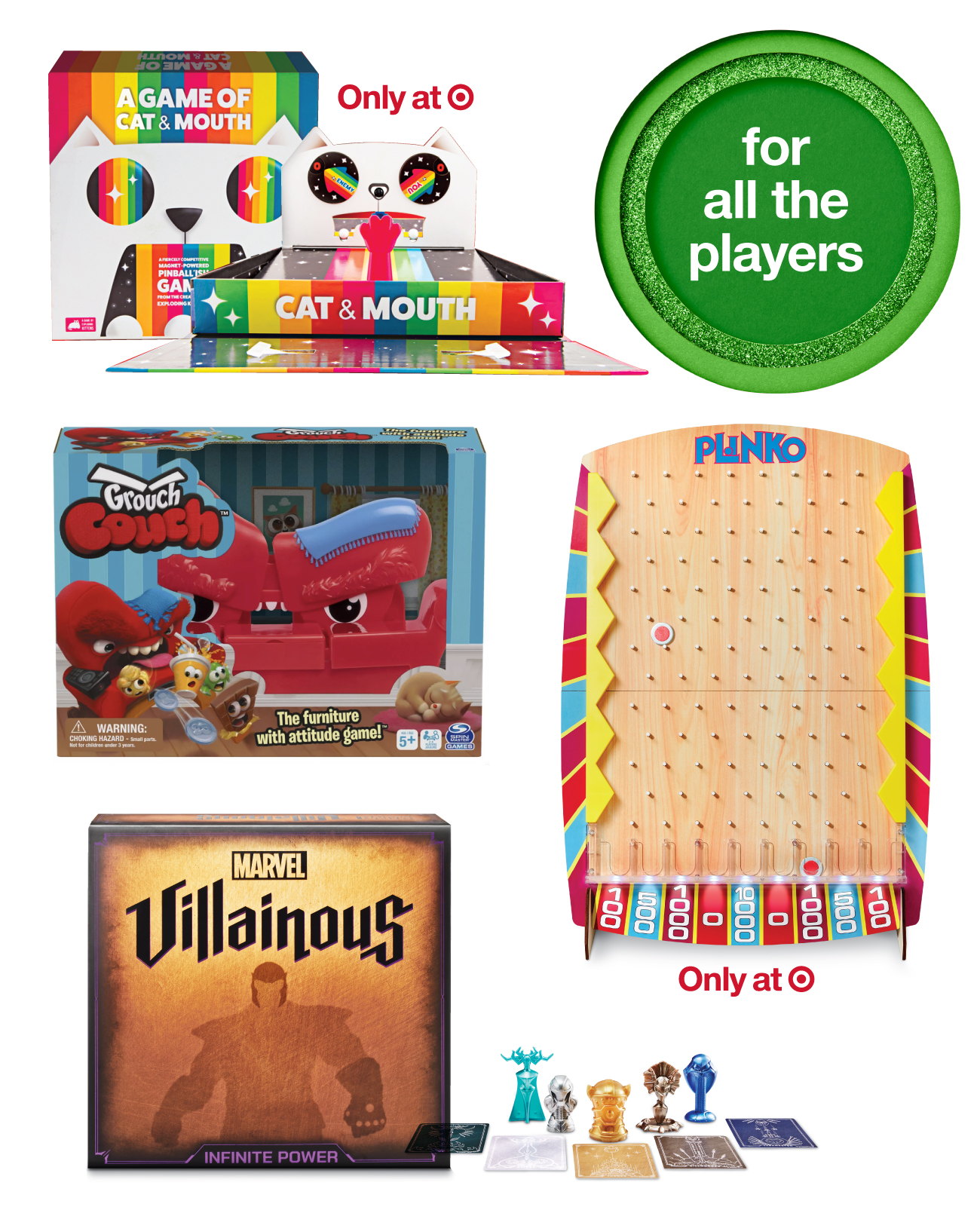 A collage of top toys and games for players
