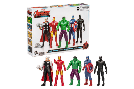 Image of 5-piece Marvel Avengers action figure toy set.