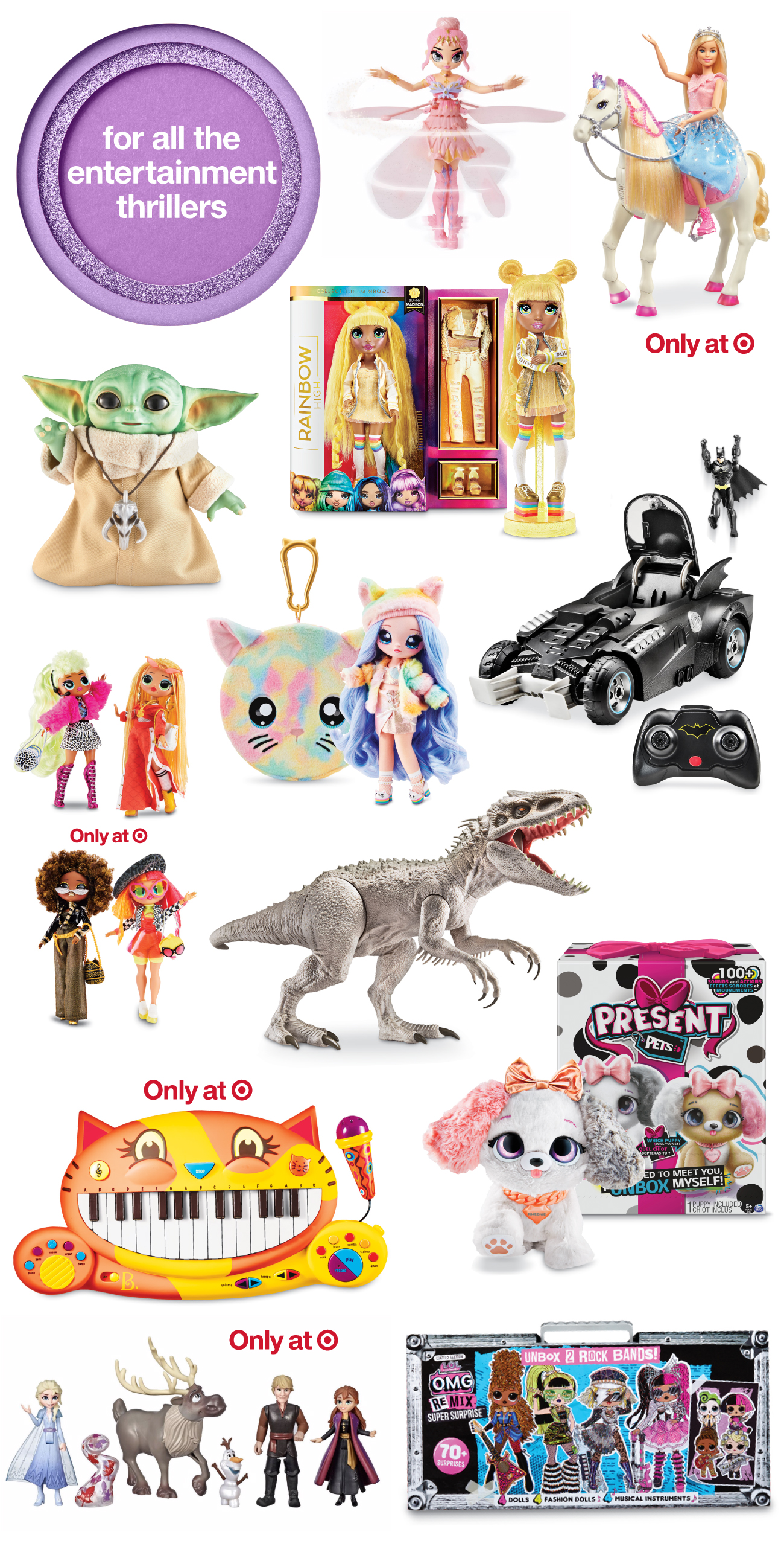 A collage of top toys and games for entertainment seekers