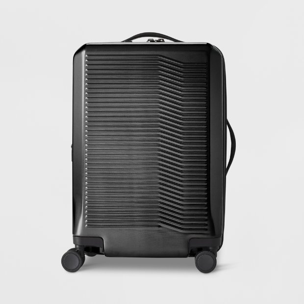 a black suitcase with wheels