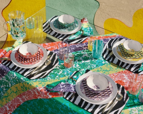 A colorful tablescape with tabletop items from Diane von Furstenberg for Target collection.