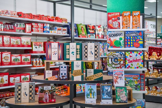 a store with shelves of toys