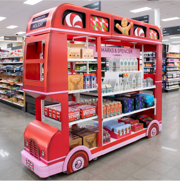 The Marks & Spencer bus in a Target store.