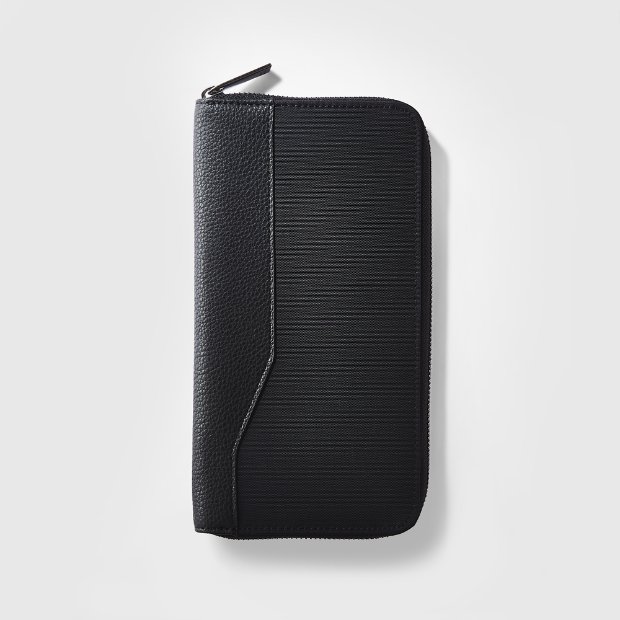 a black leather wallet